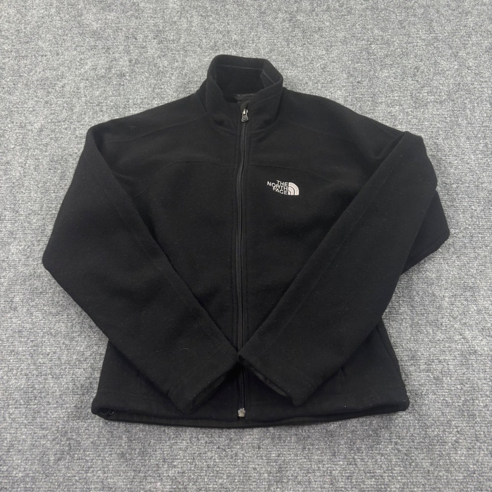 The North Face Fleece Jacket XSmall Black Wool Blend Full Zip Long Sleeve Womens